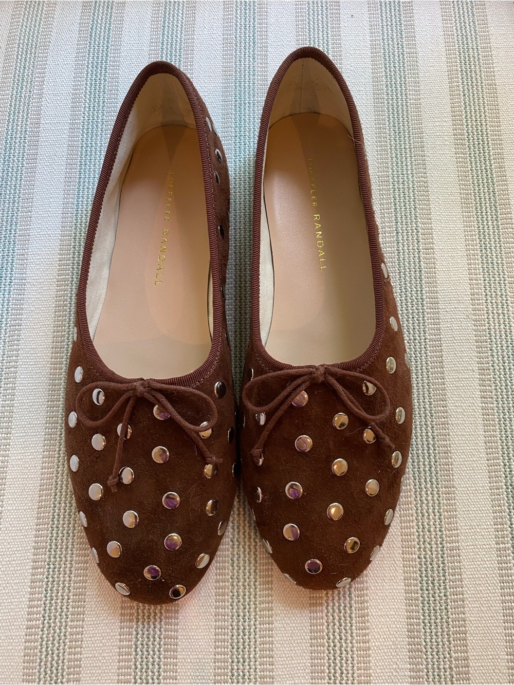 Loeffler Randall Brown Suede Studded Ballet Flats - Picture 7 of 14